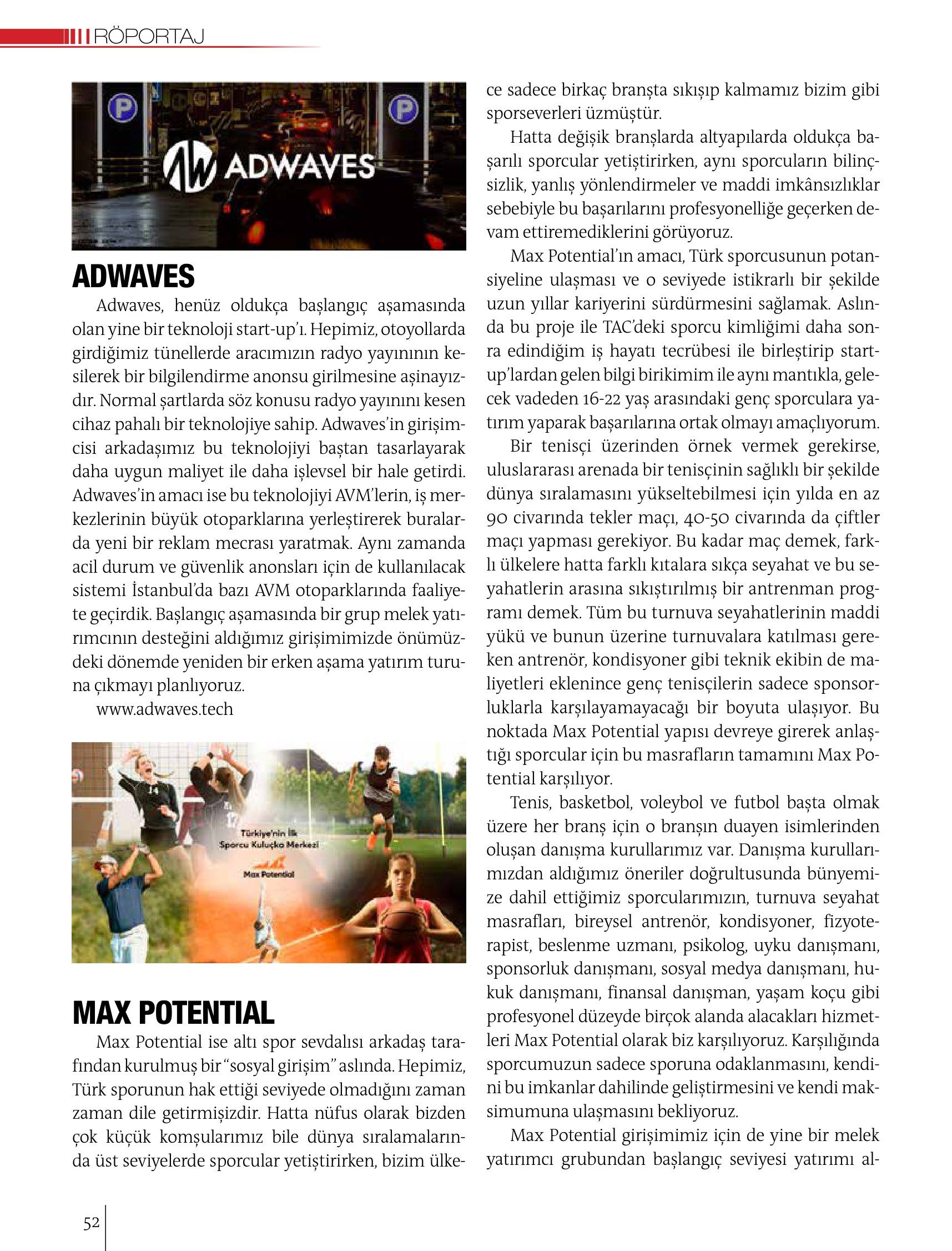 Sayfa 52: Adwaves ve Max Potential tanıtımları; Max Potential üzerine metin